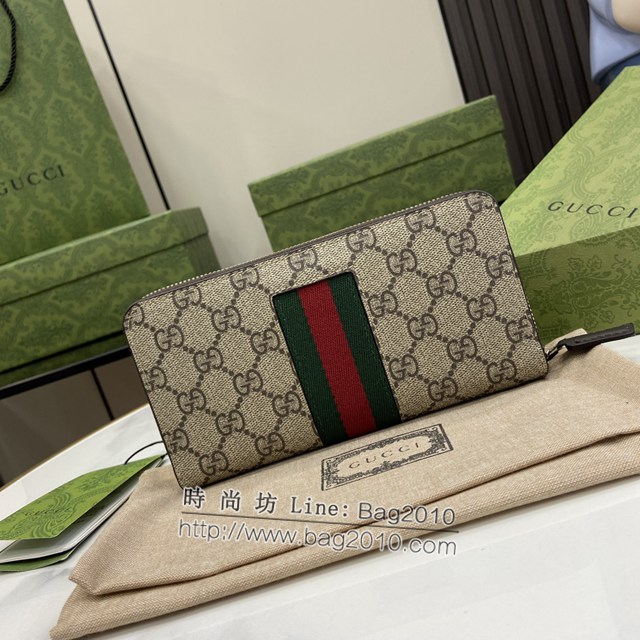 Gucci專櫃古馳最新款飾GG細節拉鏈錢包男士長夾錢包 jh2250型號：408831